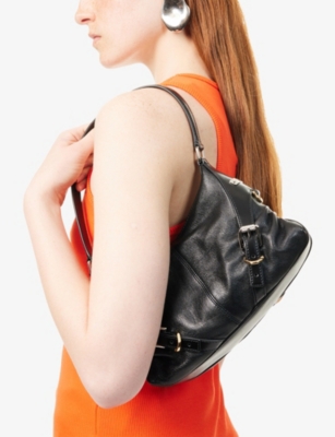 Givenchy Womens Voyou Harness Medium Leather Shoulder Bag Black In Black