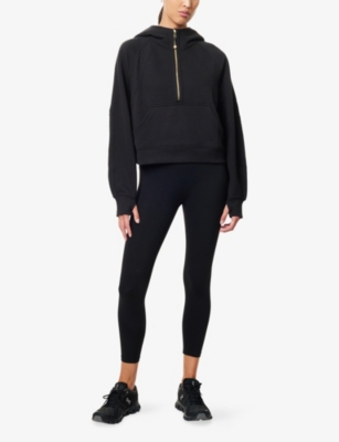 Lululemon Womens Black Gold Scuba Oversized Half-zip Cotton-blend Hoody Xl/xxl In Black