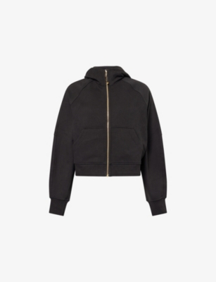 Lululemon Womens Black Gold Scuba Oversized Full Zip Cotton-blend Hoody In Gray