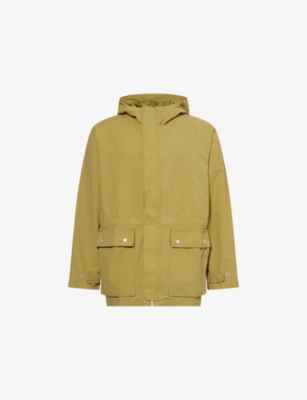 Adsum Mens Olive Jetty Logo-embroidery Cotton Jacket