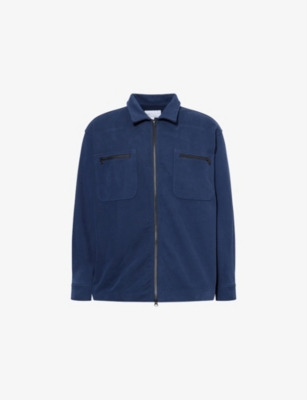 Adsum Mens Dark Navy Brushed Fleece Cotton Overshirt Xl