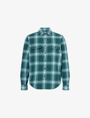 Adsum Mens Green Check Classic Plaid Cotton Work Shirt Xl