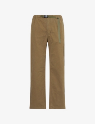 Adsum Mens Olive Bank Straight-leg Cotton Trousers