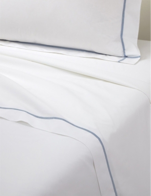 Yves Delorme Athena Celeste Double Flat Sheet In Celeste