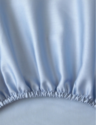 Yves Delorme Triomphe Celeste Double Cotton Fitted Sheet 135cm X 190cm In Celeste