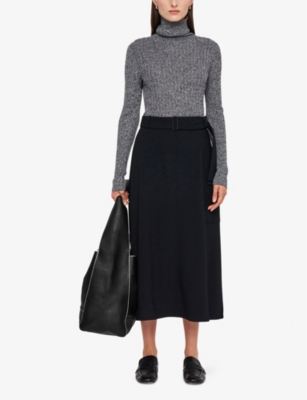 Pernette Mid-Rise Twill Midi Skirt