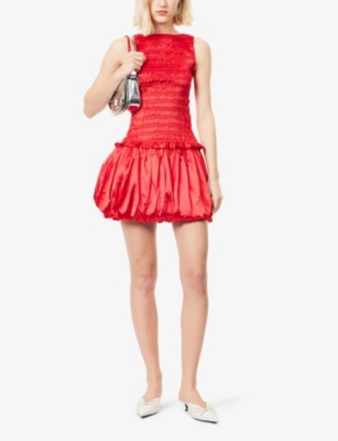 Amy Lynn Womens Claudia Puffball Stretch-woven Mini Skirt Red In Red