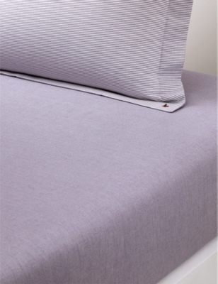 Polo Ralph Lauren Oxford Logo-embroidered Single Cotton Fitted Sheet 90cm X 200cm Chalet In Chalet