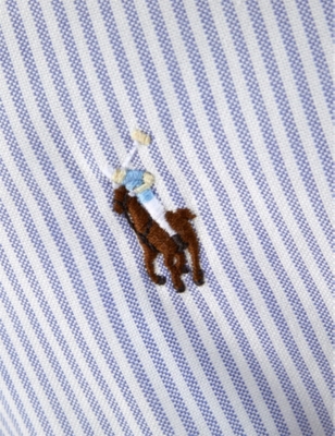 RALPH LAUREN HOME: Oxford Logo-Embroidered Striped Cotton Bathrobe