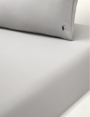RALPH LAUREN HOME: Andover Logo-Embroidered Single Cotton Fitted Sheet