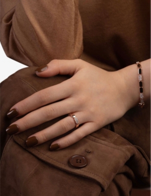 Apm Monaco Womens Rose Gold Alloy Dainty 18ct Rose Gold-plated Alloy And Cubic Zirconia Ring In Rose Gold Alloy