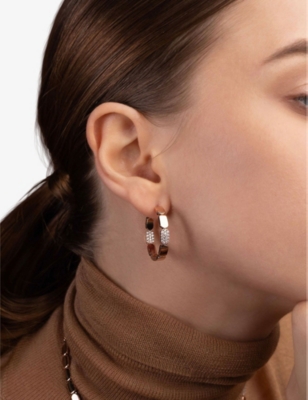 Apm Monaco Womens Rose Gold Alloy Dainty 18ct Rose Gold-plated Alloy And Cubic Zirconia Hoop Earrings In Rose Gold Alloy