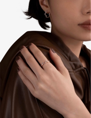 APM MONACO: Wavy 18ct Rose Gold-Plated Alloy and Cubic Zirconia Ring