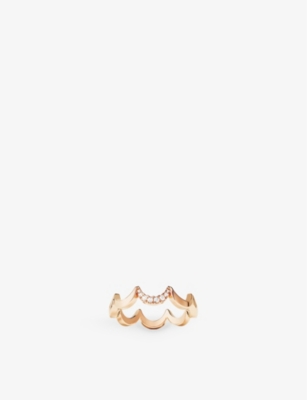 APM MONACO: Wavy 18ct Rose Gold-Plated Alloy and Cubic Zirconia Ring