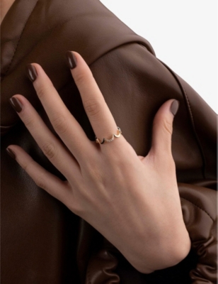 APM MONACO: Wavy 18ct Yellow Gold-Plated Alloy and Cubic Zirconia ring
