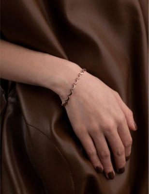 APM MONACO: Wavy 18ct Rose Gold-Plated Alloy and Cubic Zirconia Bracelet