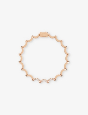 APM MONACO: Wavy 18ct Rose Gold-Plated Alloy and Cubic Zirconia Bracelet
