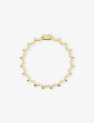 APM MONACO: Wavy 18ct Yellow Gold-Plated Alloy and Cubic Zirconia Bracelet
