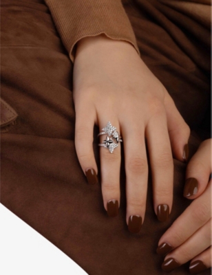 Apm Monaco Womens Intertwined Météorites Sterling-silver And Cubic Zirconia Ring In Silver