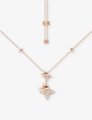 APM MONACO: Double Météorites 18ct Rose Gold-Plated Alloy and Cubic Zirconia Necklace