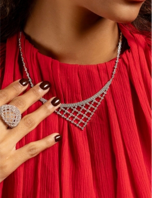 Apm Monaco Womens Maille Rivet Sterling-silver And Cubic Zirconia Necklace In Silver