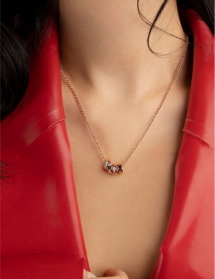 Apm Monaco Womens Rose Gold Alloy Love Morse Code 18ct Rose Gold-plated Alloy And Cubic Zirconia Pendant Neckla In Rose Gold Alloy