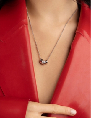 Apm Monaco Womens Love Morse Code Sterling-silver And Cubic Zirconia Pendant Necklace&nbsp; In Silver