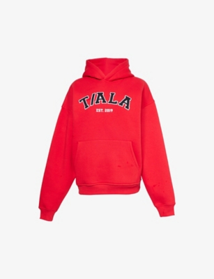 WE ARE TALA: Oversized Club Brand-Embroidery Cotton-Blend Hoody