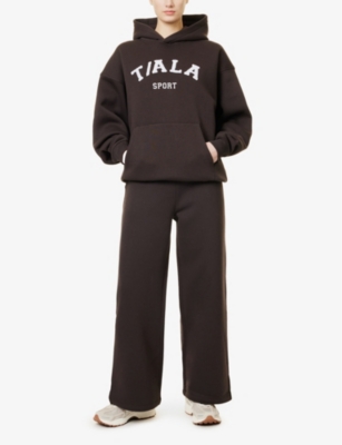 We Are Tala Omens Kangaroo-pocket Fleece-branding Cotton-blend Hoody Espresso In Espresso