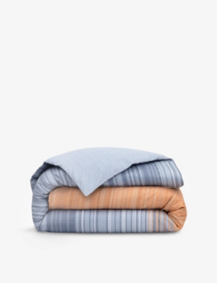 BOSS: Contre-Jour Stripe-Print Cotton Duvet Cover