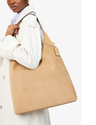 Coach Womens Sand Brooklyn 39 Suede Shoulder Bag In Sand