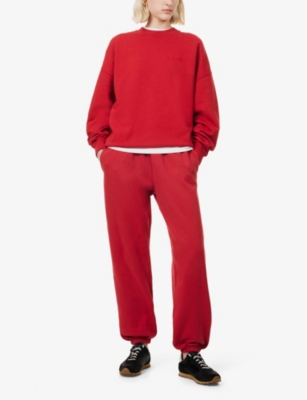 Shop Anine Bing Womens Red Miles Brand-embroidery Cotton-jersey Sweatshirt Xs