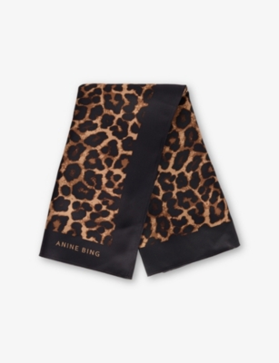 Anine Bing Womens York Leopard-print Silk Scarf