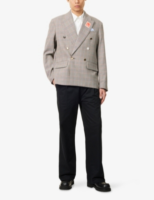 CHARLES JEFFREY LOVERBOY: Edinburgh Checked Double-Breasted Cotton Blazer