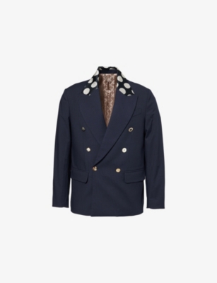 CHARLES JEFFREY LOVERBOY: Edinburgh Striped Double-Breasted Woven Blazer