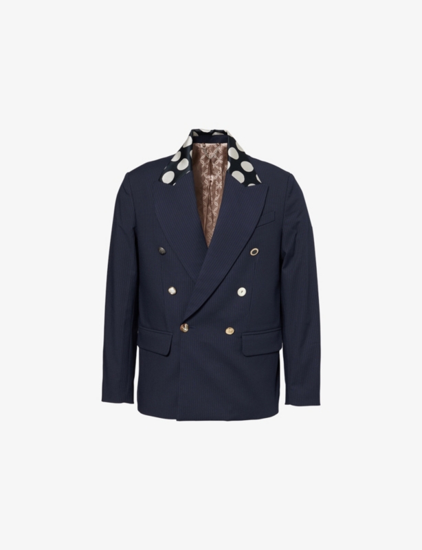 Edinburgh Striped Double-Breasted Woven Blazer