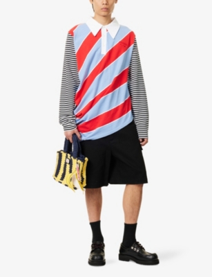 CHARLES JEFFREY LOVERBOY: Topsy Turvy Striped Oversized Cotton Polo Shirt