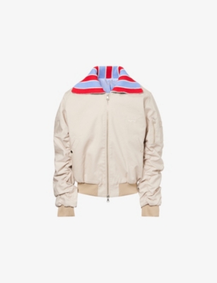 CHARLES JEFFREY LOVERBOY: Knitted-Collar Cotton Bomber Jacket