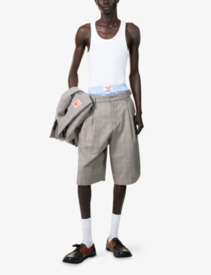 CHARLES JEFFREY LOVERBOY: Aberdeen Check-Print Cotton-Poplin Shorts