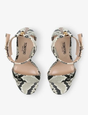 TOM FORD: "Padlock Leather Heeled Sandals 4.13"""