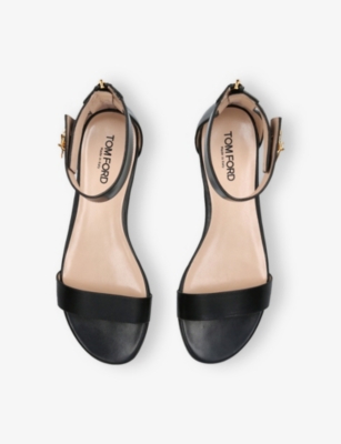 TOM FORD: Padlock Leather Flat Sandals