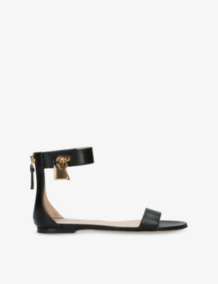 TOM FORD: Padlock Leather Flat Sandals