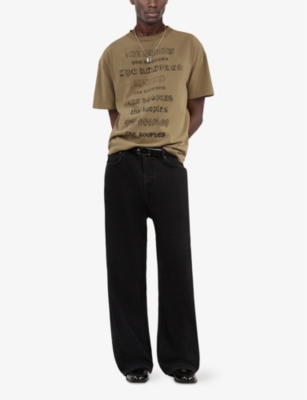 The Kooples Mens Light Brown Logo-print Short-sleeve Cotton T-shirt In Light Brown