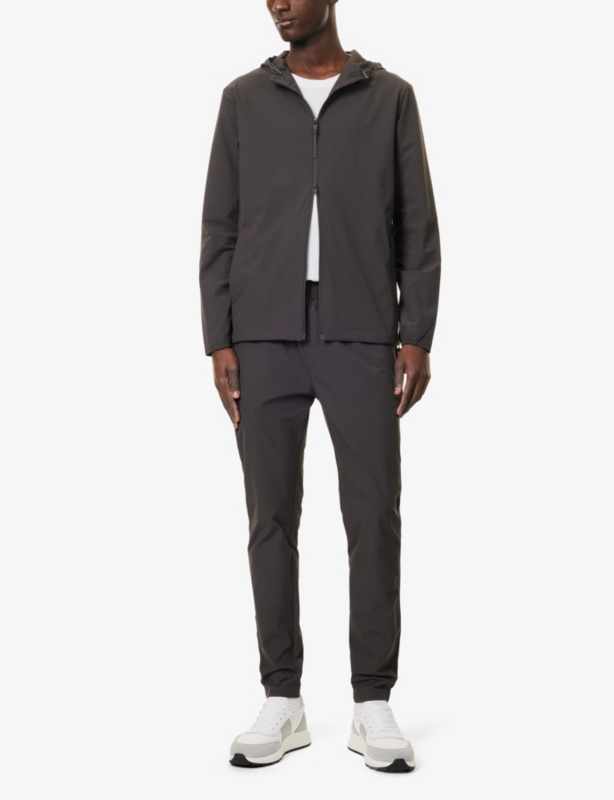 Zipped-Pocket Tapered-Leg Relaxed-Fit Stretch-Woven Jogging Bottoms
