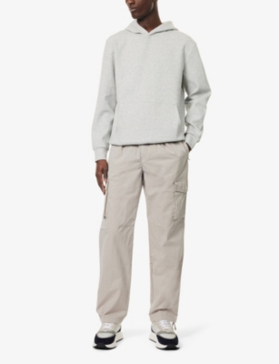Arne Mens  Kangaroo-pocket Relaxed-fit Stretch-jersey Hoody In Marl Grey