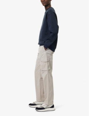 Arne Mens  Drawstring-waist Straight-leg Relaxed-fit Cotton-blend Cargo Trouser In Stone