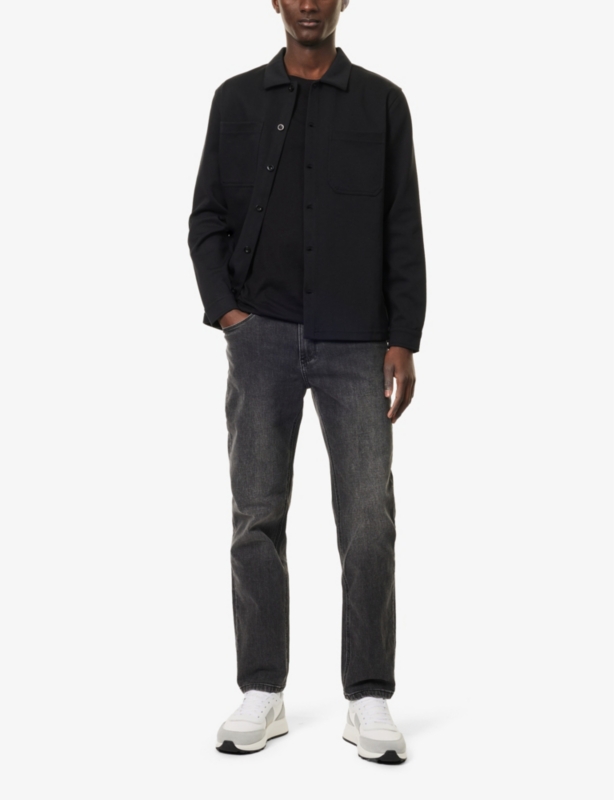 Brand-Patch Straight-Leg Relaxed-Fit Stretch-Denim Jeans