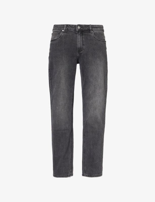 Brand-Patch Straight-Leg Relaxed-Fit Stretch-Denim Jeans