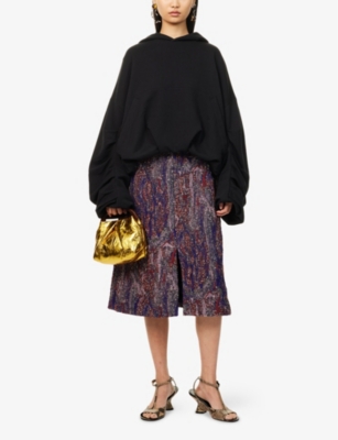 Shop Dries Van Noten Womens Black Hannett Oversized Ruched-hem Cotton-jersey Hoody