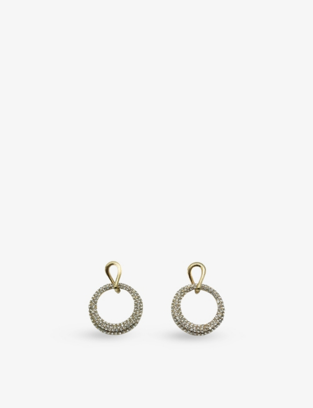 Pre-Loved JGJ Link Crystal Gold-Plated Metal Hoop Earrings